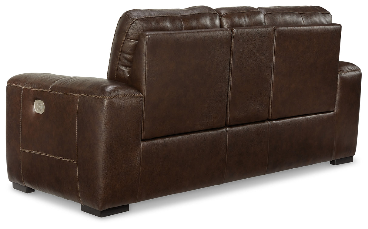Alessandro Power Reclining Loveseat with Console (Color: Walnut)