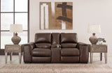 Alessandro Power Reclining Loveseat with Console (Color: Walnut)