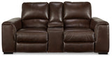 Alessandro Power Reclining Loveseat with Console (Color: Walnut)