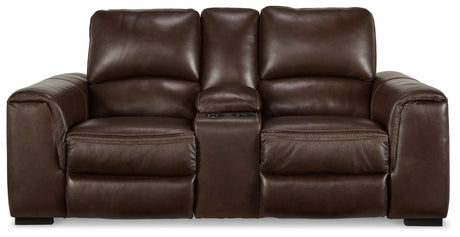 Alessandro Power Reclining Loveseat with Console (Color: Walnut)