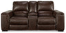 Alessandro Power Reclining Loveseat with Console (Color: Walnut)