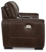 Alessandro Power Reclining Loveseat with Console (Color: Walnut)
