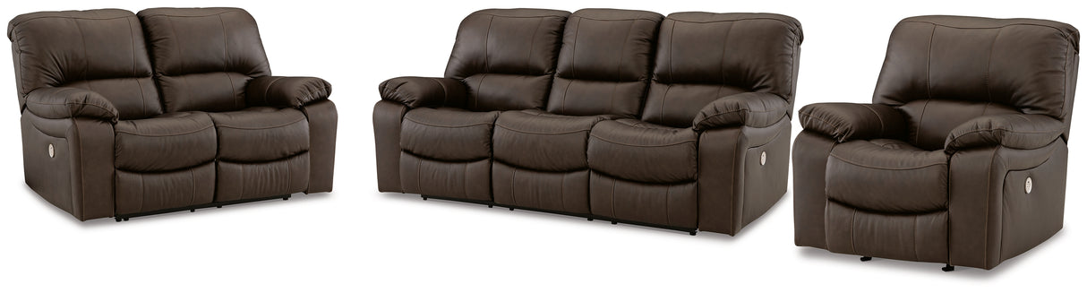 Leesworth 3-Piece Sofa, Loveseat and Recliner (Power Reclining Sofa, Power Reclining Loveseat, Power Recliner)