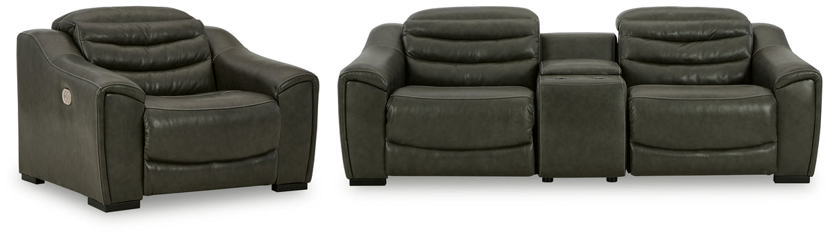 Center Line 4-Piece Sectional with Recliner (Console with Storage, Left-Arm Facing Power Recliner, Right-Arm Facing Power Recliner, Power Recliner)