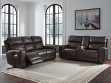 Crossplex 2-Piece Sofa and Loveseat (Power Reclining Sofa, Power Reclining Loveseat with Console)