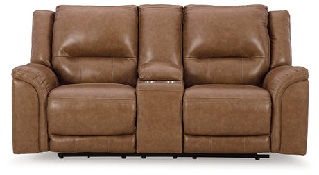Trasimeno Power Reclining Loveseat with Console (Color: Caramel)