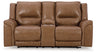 Trasimeno Power Reclining Loveseat with Console (Color: Caramel)