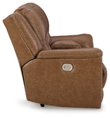 Trasimeno Power Reclining Loveseat with Console (Color: Caramel)