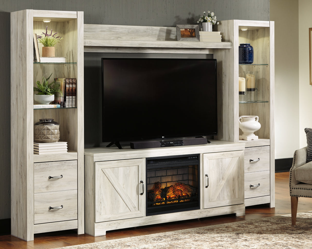 Bellaby 4-Piece Entertainment Center with Electric Fireplace (Configuration: 4-Piece (Entertainment Accessories Electric Infrared Fireplace Insert, Bellaby Pier, Bellaby Pier, Bellaby Bridge, Bellaby 63" TV Stand))