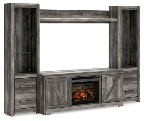 Wynnlow 4-Piece Entertainment Center with Electric Fireplace (Configuration: 4-Piece (Entertainment Accessories Electric Infrared Fireplace Insert, Wynnlow Pier, Wynnlow Pier, Wynnlow Bridge, Wynnlow 63" TV Stand))
