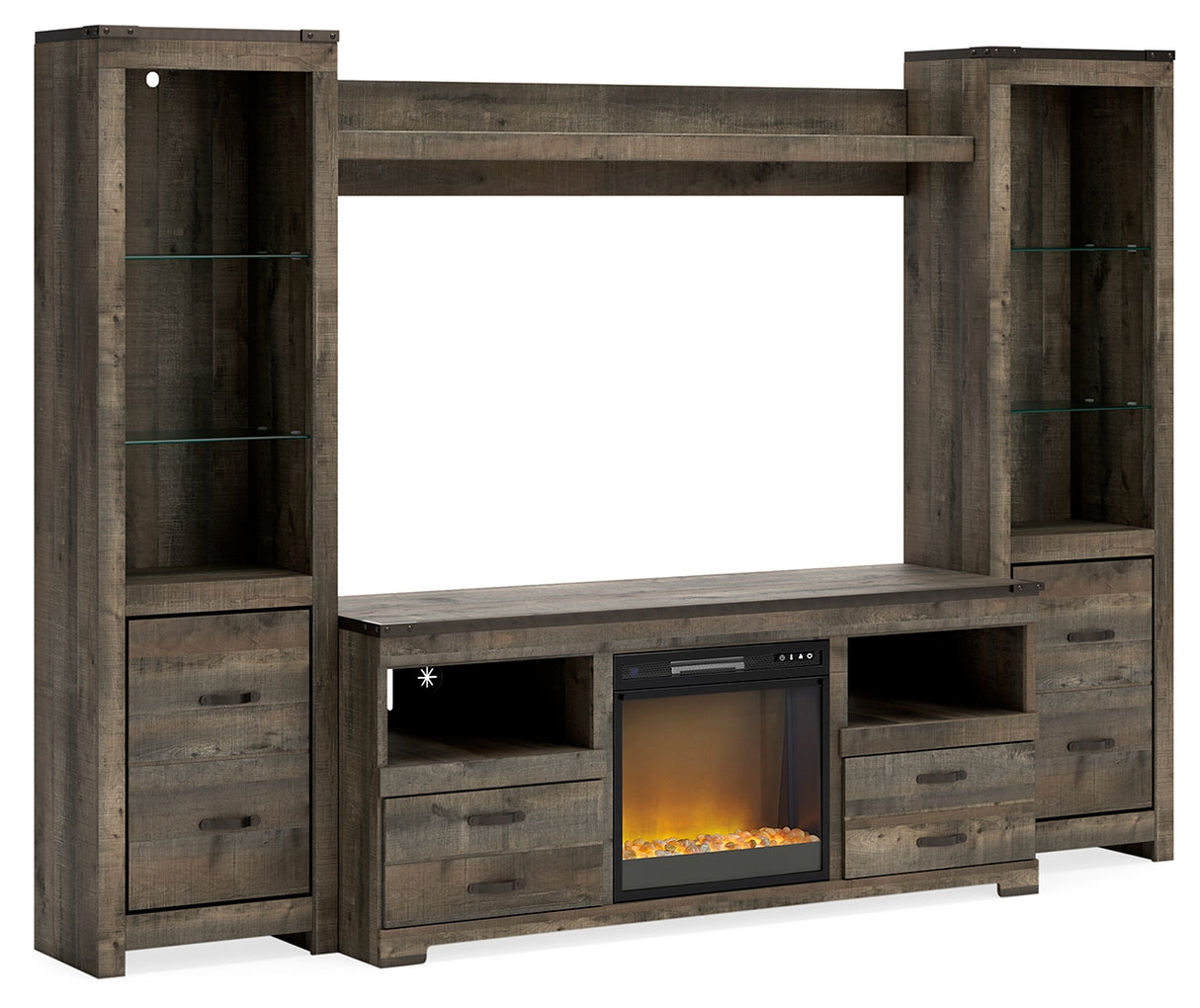 Trinell 4-Piece Entertainment Center with Electric Fireplace (Configuration: 4-Piece (Entertainment Accessories Electric Fireplace Insert, Trinell Pier, Trinell Pier, Trinell Bridge, Trinell 63" TV Stand))
