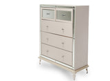 Hollywood Loft - Upholstered 5-Drawer Chest - Frost