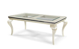 Hollywood Swank - Dining Table With Glass Inserts - Pearl Caviar