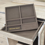 Hollywood Swank - Upholstered Dresser with Mirror - Crystal Croc