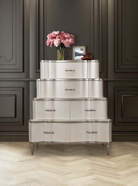 London Place - 6-Drawer Tiered Chest - Creamy Pearl
